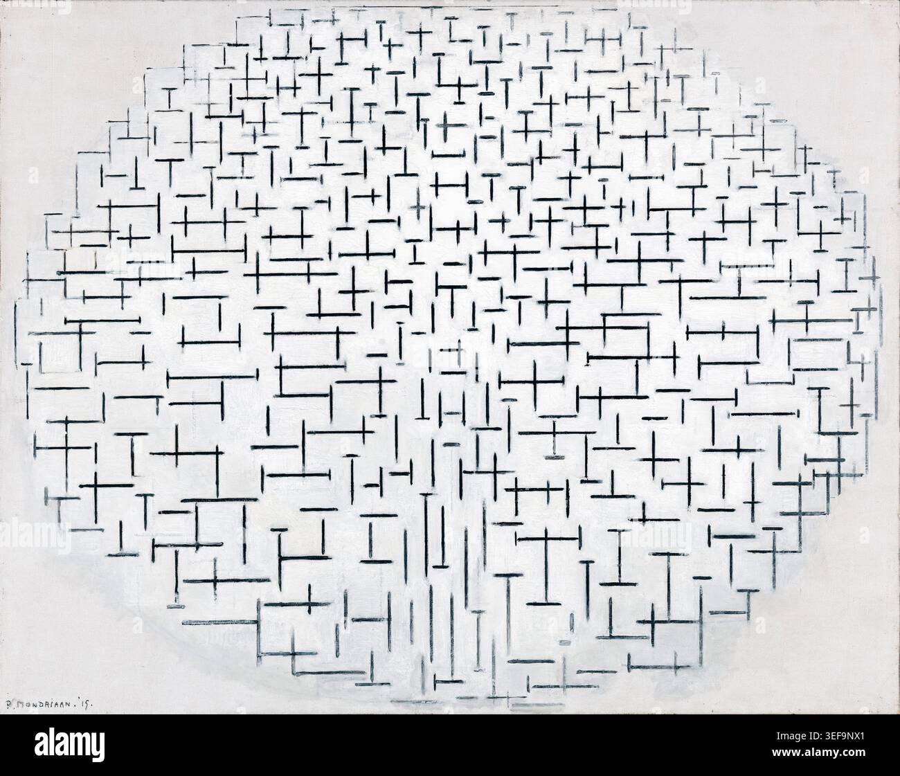Piet Mondrian, composition 10 en noir et blanc, peinture abstraite à l'huile sur toile, 1915 Banque D'Images