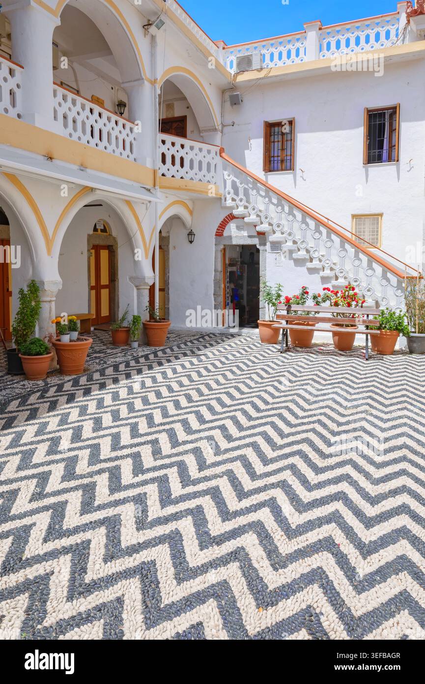 Monastère de Panormitis, Panormitis, île de Symi, îles du Dodécanèse, Grèce Banque D'Images