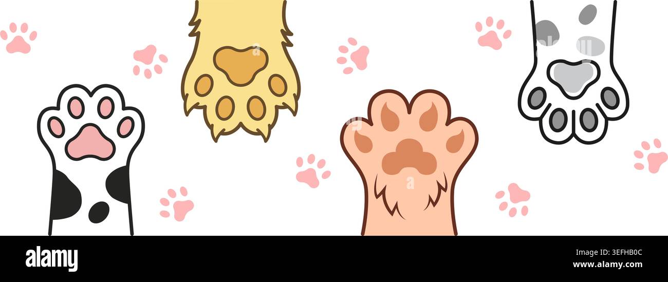 Icône de patte de chat et de chien dans un style plat. Illustration vectorielle colorée de pied animal sur fond isolé. Les pattes de chaton et de chiot signent le concept d'entreprise. Illustration de Vecteur