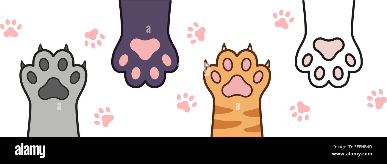 Icône de patte de chat et de chien dans un style plat. Illustration vectorielle colorée de pied animal sur fond isolé. Les pattes de chaton et de chiot signent le concept d'entreprise. Illustration de Vecteur