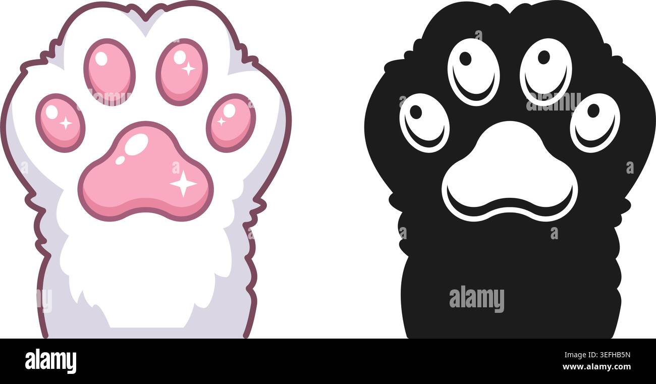 Icône de patte de chat et de chien dans un style plat. Illustration vectorielle de pied animal sur fond isolé. Les pattes de chaton et de chiot signent le concept d'entreprise. Illustration de Vecteur