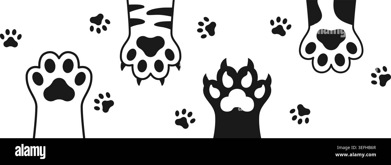 Icône de patte de chat et de chien dans un style plat. Illustration vectorielle de pied animal sur fond isolé. Les pattes de chaton et de chiot signent le concept d'entreprise. Illustration de Vecteur