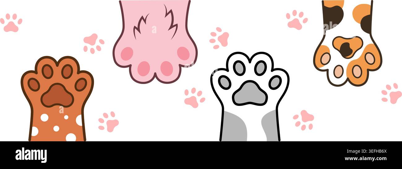 Icône de patte de chat et de chien dans un style plat. Illustration vectorielle colorée de pied animal sur fond isolé. Les pattes de chaton et de chiot signent le concept d'entreprise. Illustration de Vecteur