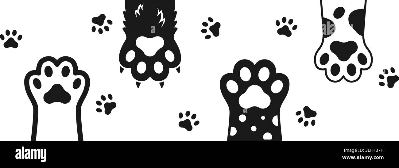 Icône de patte de chat et de chien dans un style plat. Illustration vectorielle de pied animal sur fond isolé. Les pattes de chaton et de chiot signent le concept d'entreprise. Illustration de Vecteur