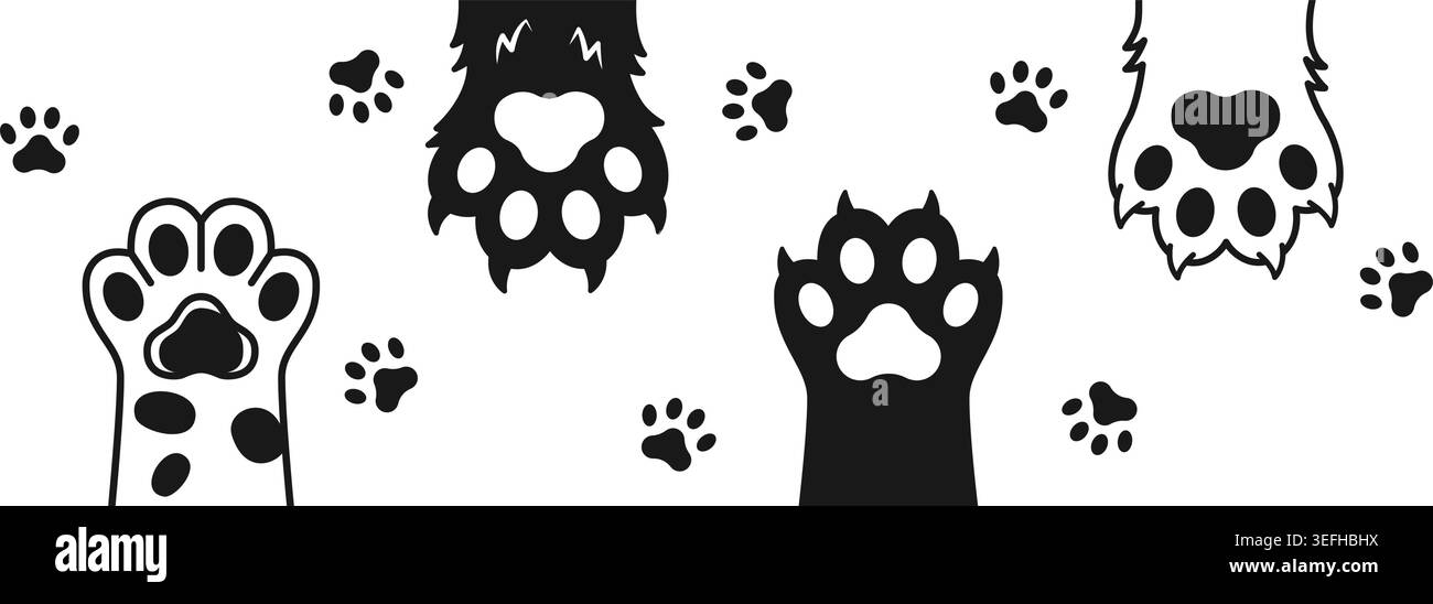Icône de patte de chat et de chien dans un style plat. Illustration vectorielle de pied animal sur fond isolé. Les pattes de chaton et de chiot signent le concept d'entreprise. Illustration de Vecteur