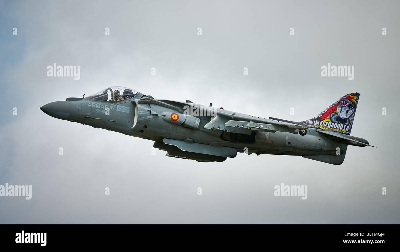 Marine espagnole EAV-8B+ Matador II du 9 Escuadrilla se produisant au Royal International Air Tattoo 2023 Banque D'Images