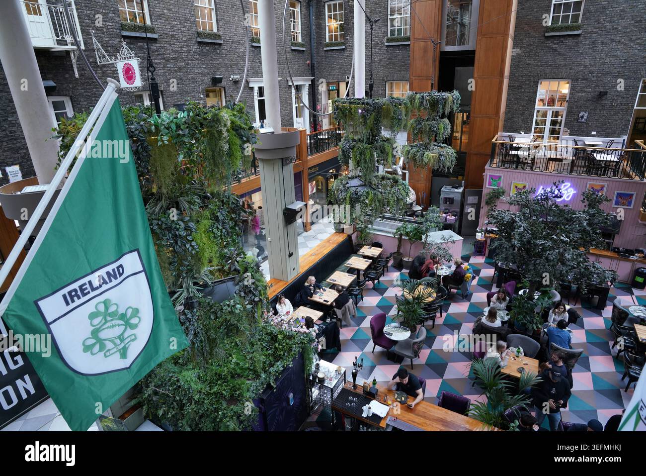 Powerscourt Townhouse Centre à Dublin, Irlande, l'intérieur d'un manoir géorgien converti en restaurants et boutiques Banque D'Images