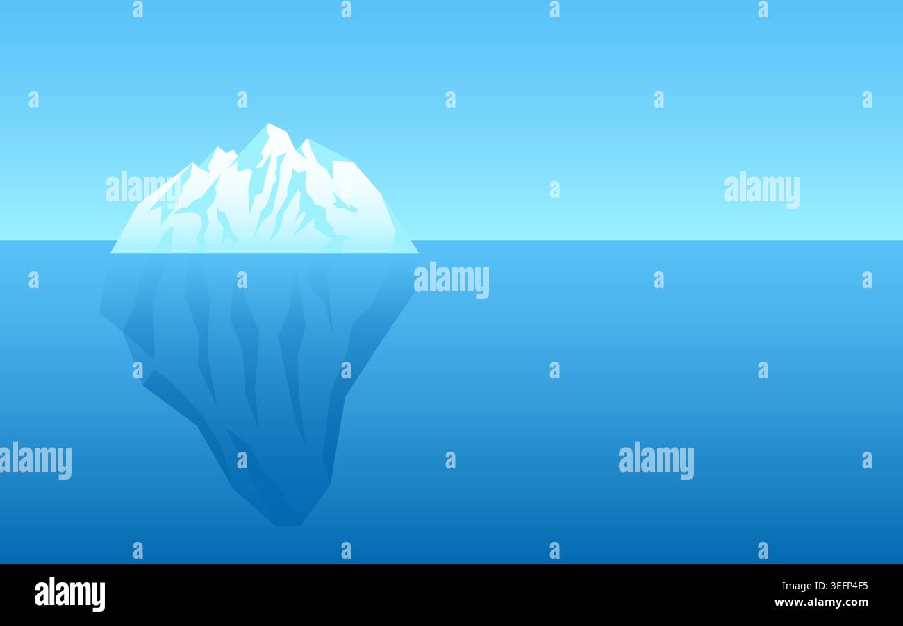 Illustration conceptuelle d'un iceberg, symbolisant des risques cachés, des problèmes invisibles, l'esprit subconscient. Idéal pour les affaires, l'éducation, la psychologie, et R Illustration de Vecteur