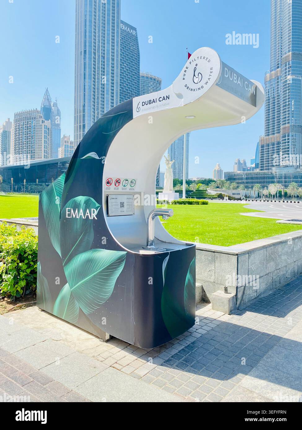 Dubai Can Free station de remplissage d'eau Burj Park Dubai Banque D'Images