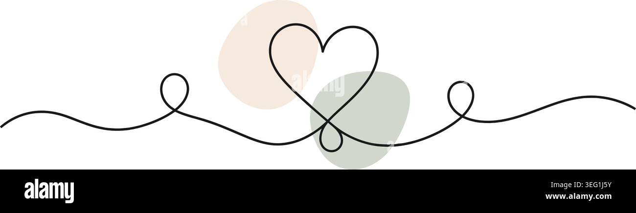 Amour éternel : dessin de coeur continu d'une ligne Illustration de Vecteur
