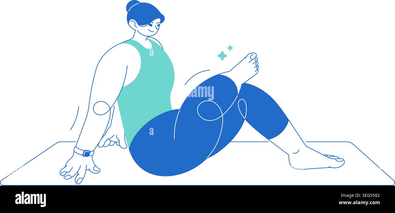 personnages de femme faisant figure 4 étirer posture assise illustration stylisée styles de vie sains Illustration de Vecteur