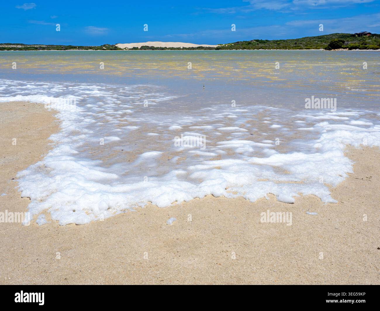 Sleaford Mere et les dunes de sable le long du bord de Sleaford Bay, parc national Lincoln Banque D'Images