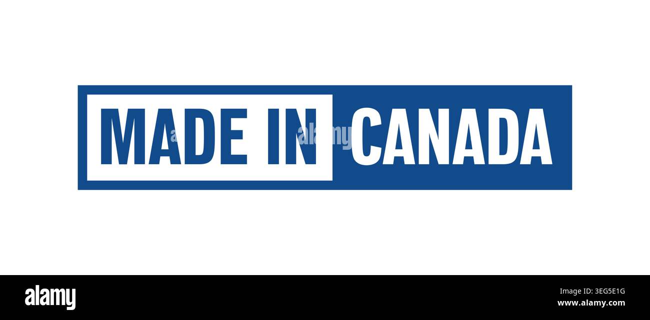 Badge carré fabriqué au Canada avec la couleur du drapeau canadien Illustration de Vecteur