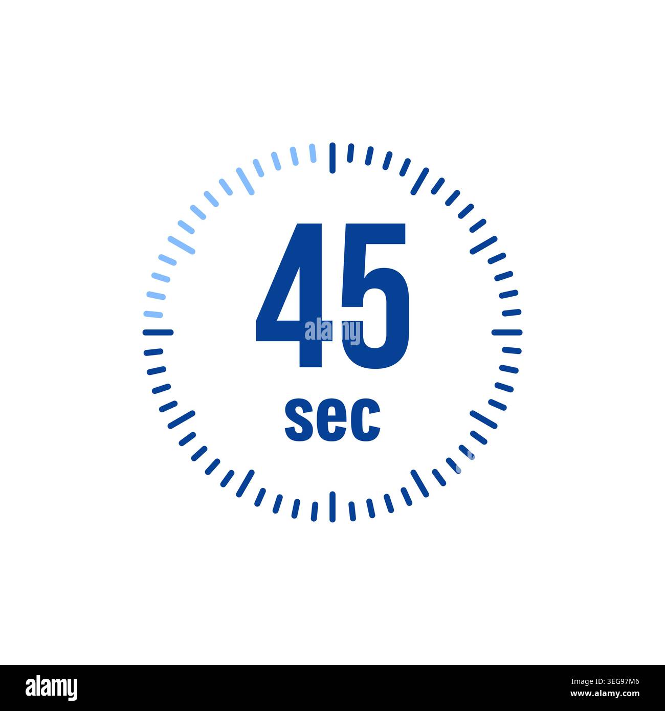 Minimaliste quarante-cinq secondes Blue Stopwatch Icon Design Illustration de Vecteur