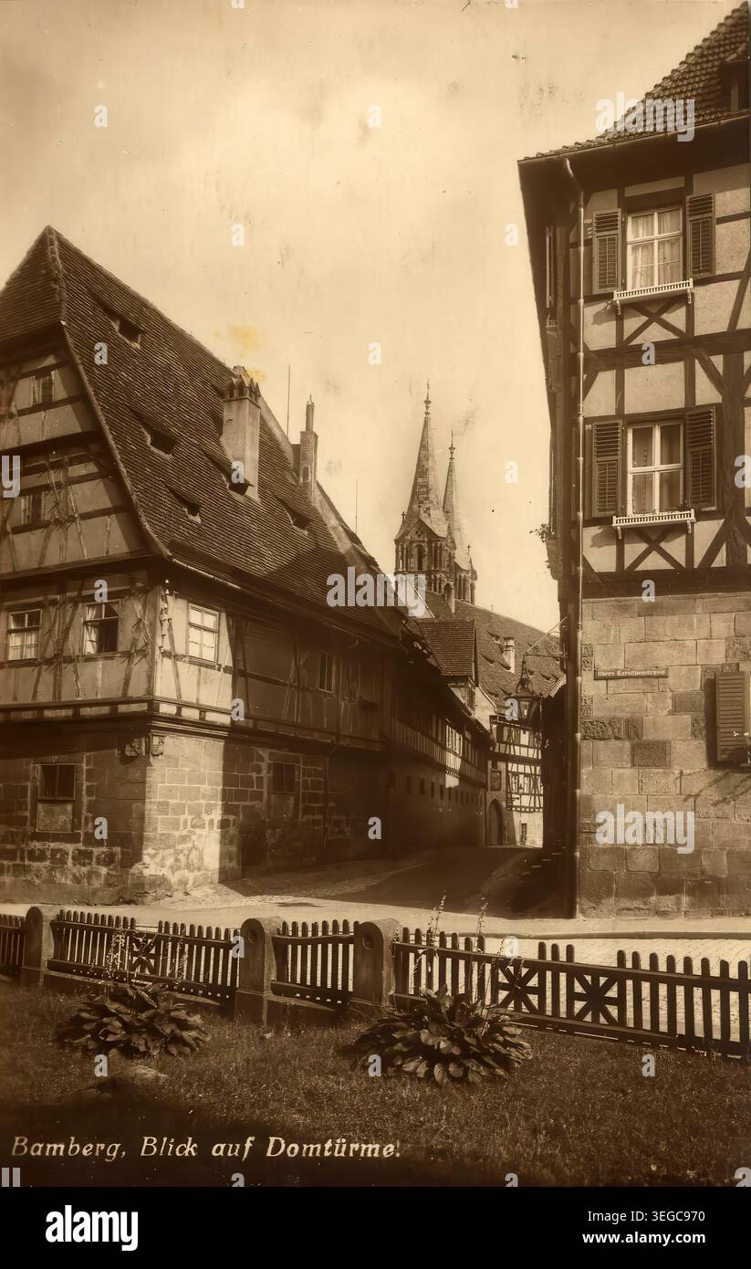 Historische Ansichtskarte um 1900, Bamberg, Dom, Oberfranken, Bayern, Deutschland, digitale Reproduktion einer historischen Postkarte, public domain, aus der damaligen Zeit, genaues Datum unbekannt Banque D'Images