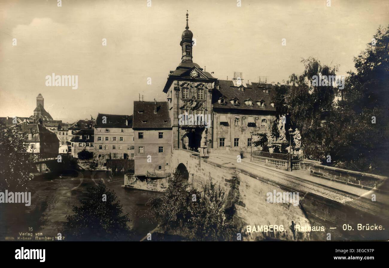 Historische Ansichtskarte um 1900, Bamberg, Rathaus, Oberfranken, Bayern, Deutschland, digitale Reproduktion einer historischen Postkarte, public domain, aus der damaligen Zeit, genaues Datum unbekannt Banque D'Images