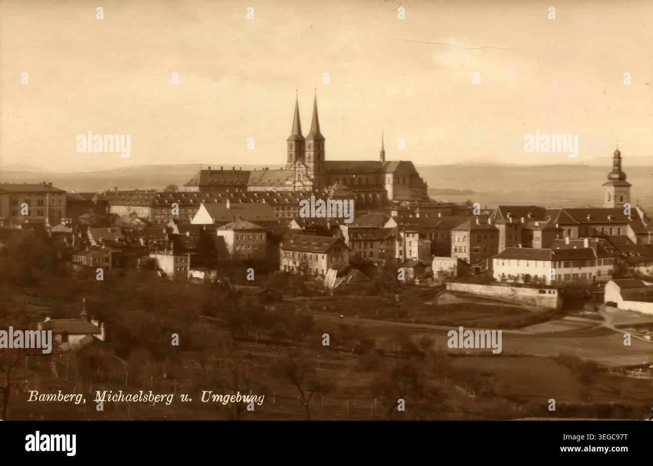 Historische Ansichtskarte um 1900, Bamberg, Michaelsberg, Oberfranken, Bayern, Deutschland, digitale Reproduktion einer historischen Postkarte, public domain, aus der damaligen Zeit, genaues Datum unbekannt Banque D'Images