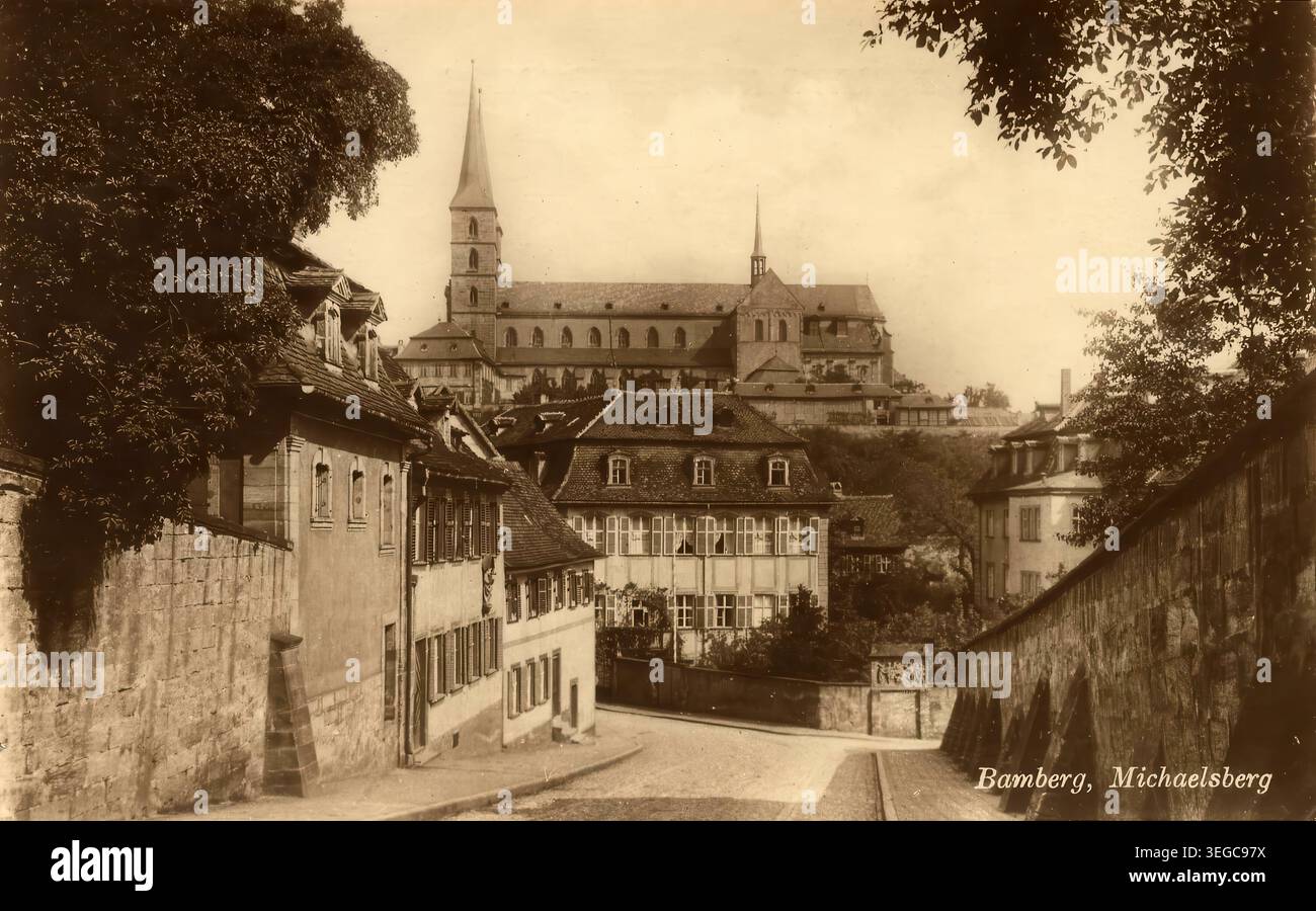 Historische Ansichtskarte um 1900, Bamberg, Michaelsberg, Michelsberg, Oberfranken, Bayern, Deutschland, digitale Reproduktion einer historischen Postkarte, public domain, aus der damaligen Zeit, genaues Datum unbekannt Banque D'Images