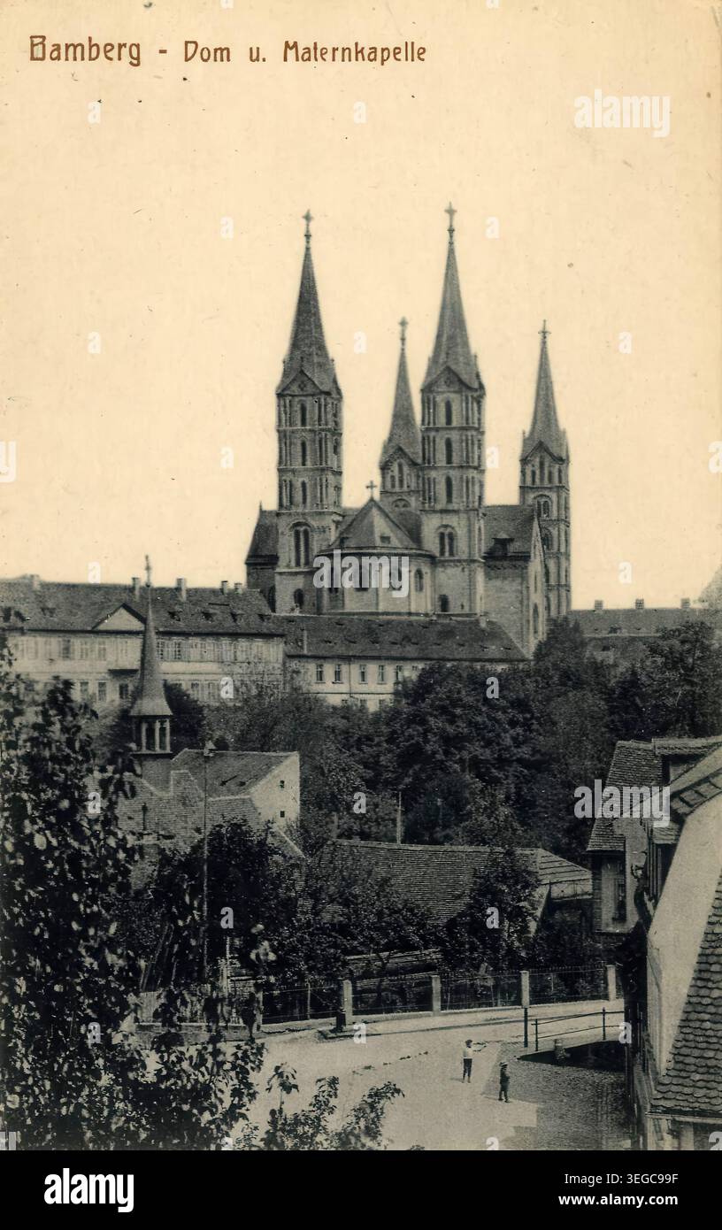 Historische Ansichtskarte um 1900, Bamberg, Dom, Oberfranken, Bayern, Deutschland, digitale Reproduktion einer historischen Postkarte, public domain, aus der damaligen Zeit, genaues Datum unbekannt Banque D'Images