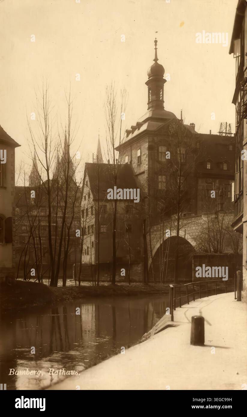 Historische Ansichtskarte um 1900, Bamberg, Rathaus, Oberfranken, Bayern, Deutschland, digitale Reproduktion einer historischen Postkarte, public domain, aus der damaligen Zeit, genaues Datum unbekannt Banque D'Images
