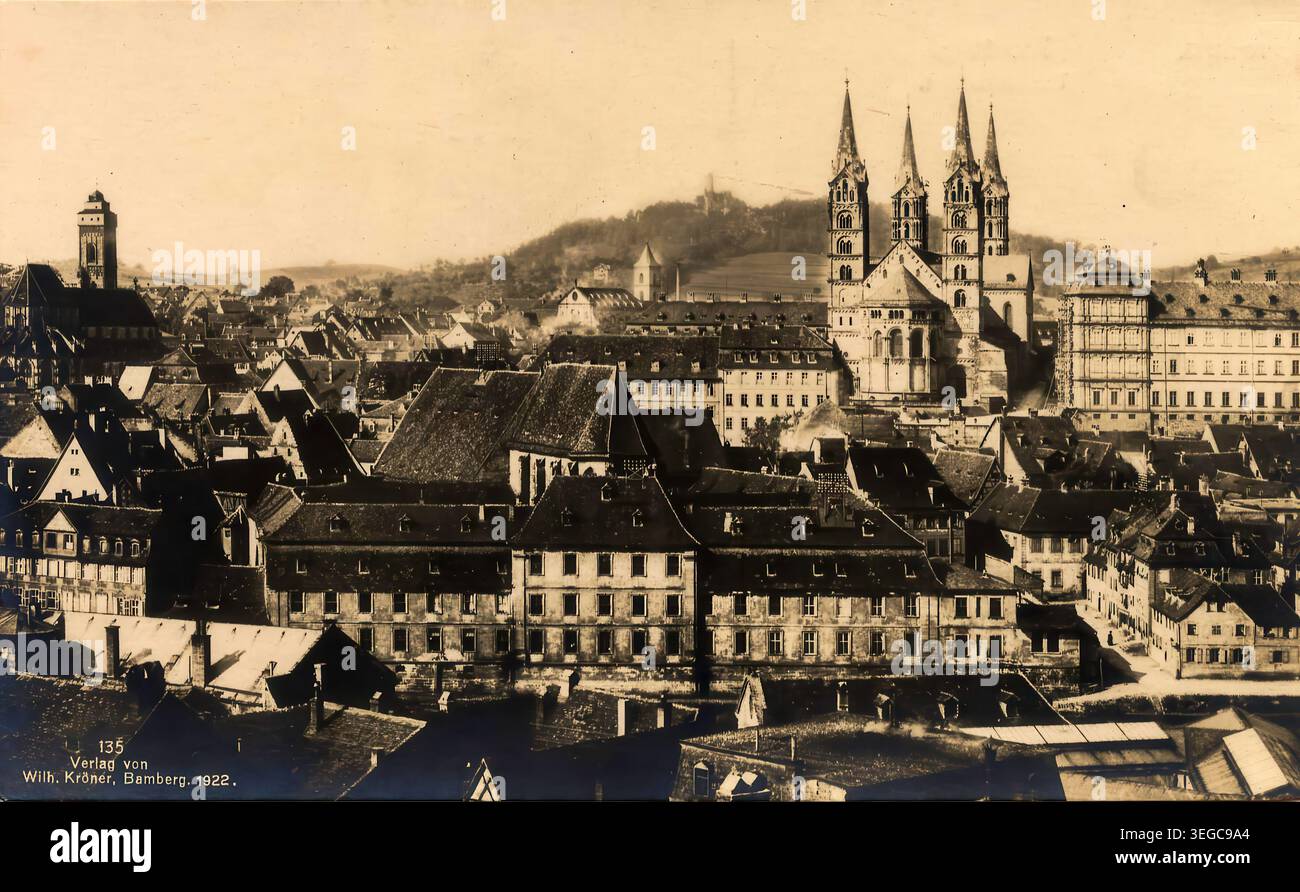 Historische Ansichtskarte um 1900, Bamberg, Dom, Oberfranken, Bayern, Deutschland, digitale Reproduktion einer historischen Postkarte, public domain, aus der damaligen Zeit, genaues Datum unbekannt Banque D'Images