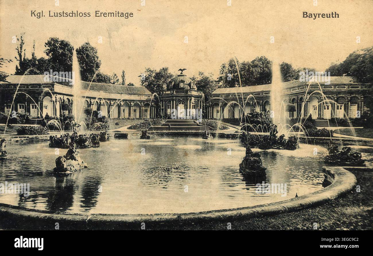 Historische Ansichtskarte um 1900, Bayreuth, Eremitage und Lustschloß, Oberfranken, Bayern, Deutschland, digitale Reproduktion einer historischen Postkarte, public domain, aus der damaligen Zeit, genaues Datum unbekannt Banque D'Images