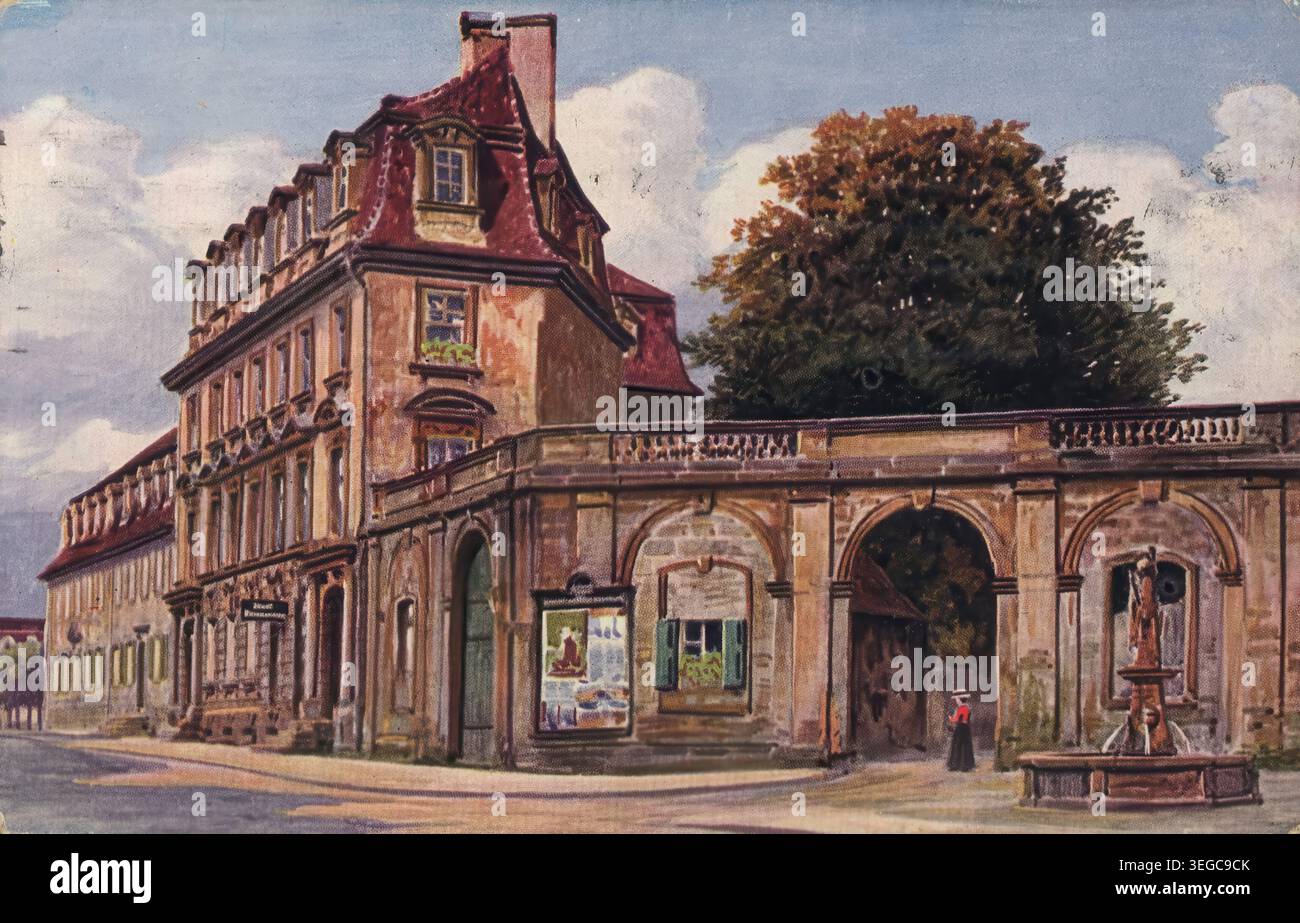 Historische Ansichtskarte um 1900, Bayreuth, Eingang zum Hofgarten, Oberfranken, Bayern, Deutschland, digitale Reproduktion einer historischen Postkarte, public domain, aus der damaligen Zeit, genaues Datum unbekannt Banque D'Images