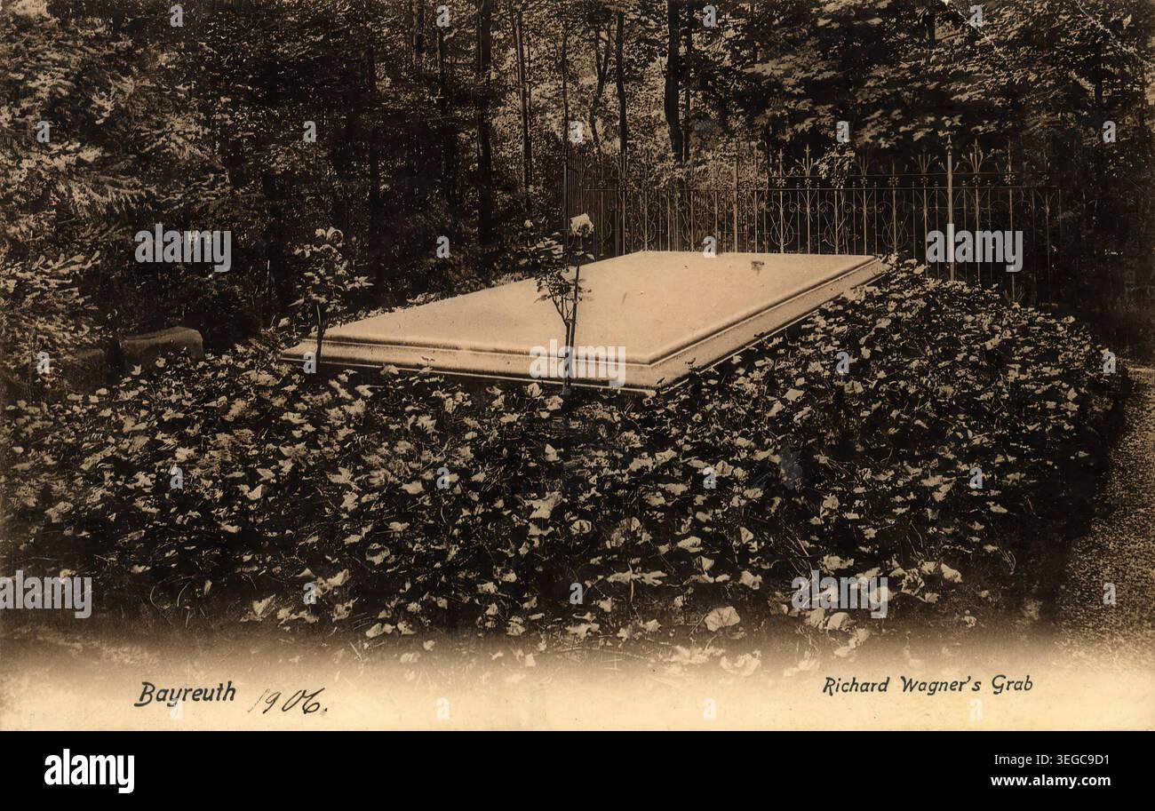 Historische Ansichtskarte um 1910, Bayreuth, Grab von Richard Wagner, Oberfranken, Bayern, Deutschland, digitale Reproduktion einer historischen Postkarte, public domain, aus der damaligen Zeit, genaues Datum unbekannt Banque D'Images