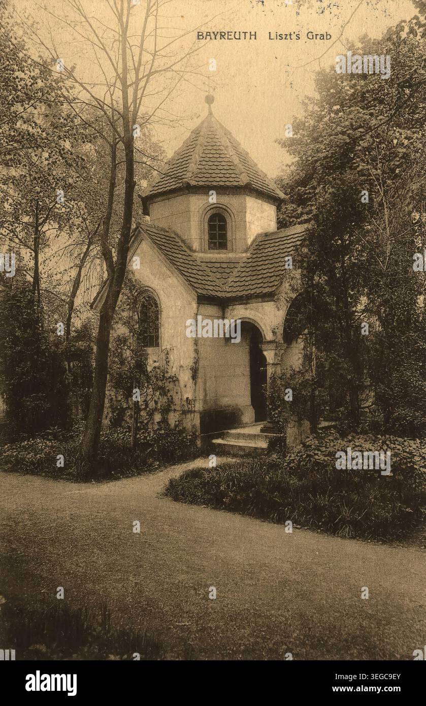 Historische Ansichtskarte UM 1910, Bayreuth, Grab von Liszt, Oberfranken, Bayern, Deutschland, digitale Reproduktion einer historischen Postkarte, public domain, aus der damaligen Zeit, genaues Datum unbekannt Banque D'Images