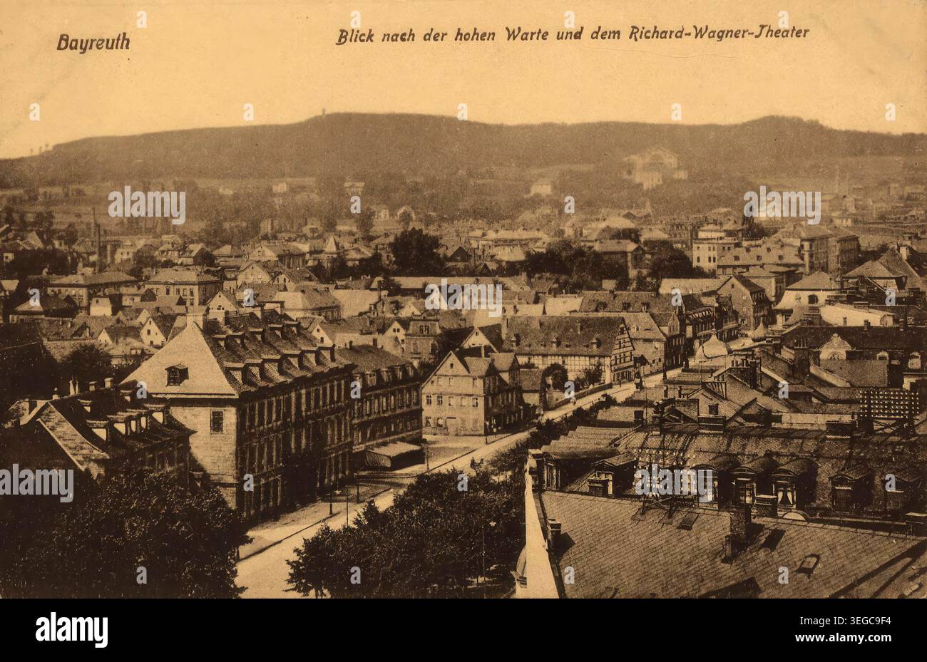 Historische Ansichtskarte um 1910, Bayreuth, Blick nach der hohen Warte, Oberfranken, Bayern, Deutschland, digitale Reproduktion einer historischen Postkarte, public domain, aus der damaligen Zeit, genaues Datum unbekannt Banque D'Images