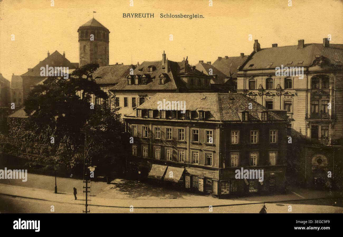 Historische Ansichtskarte um 1899, Bayreuth, Schloßberglein, Oberfranken, Bayern, Deutschland, digitale Reproduktion einer historischen Postkarte, public domain, aus der damaligen Zeit, genaues Datum unbekannt Banque D'Images