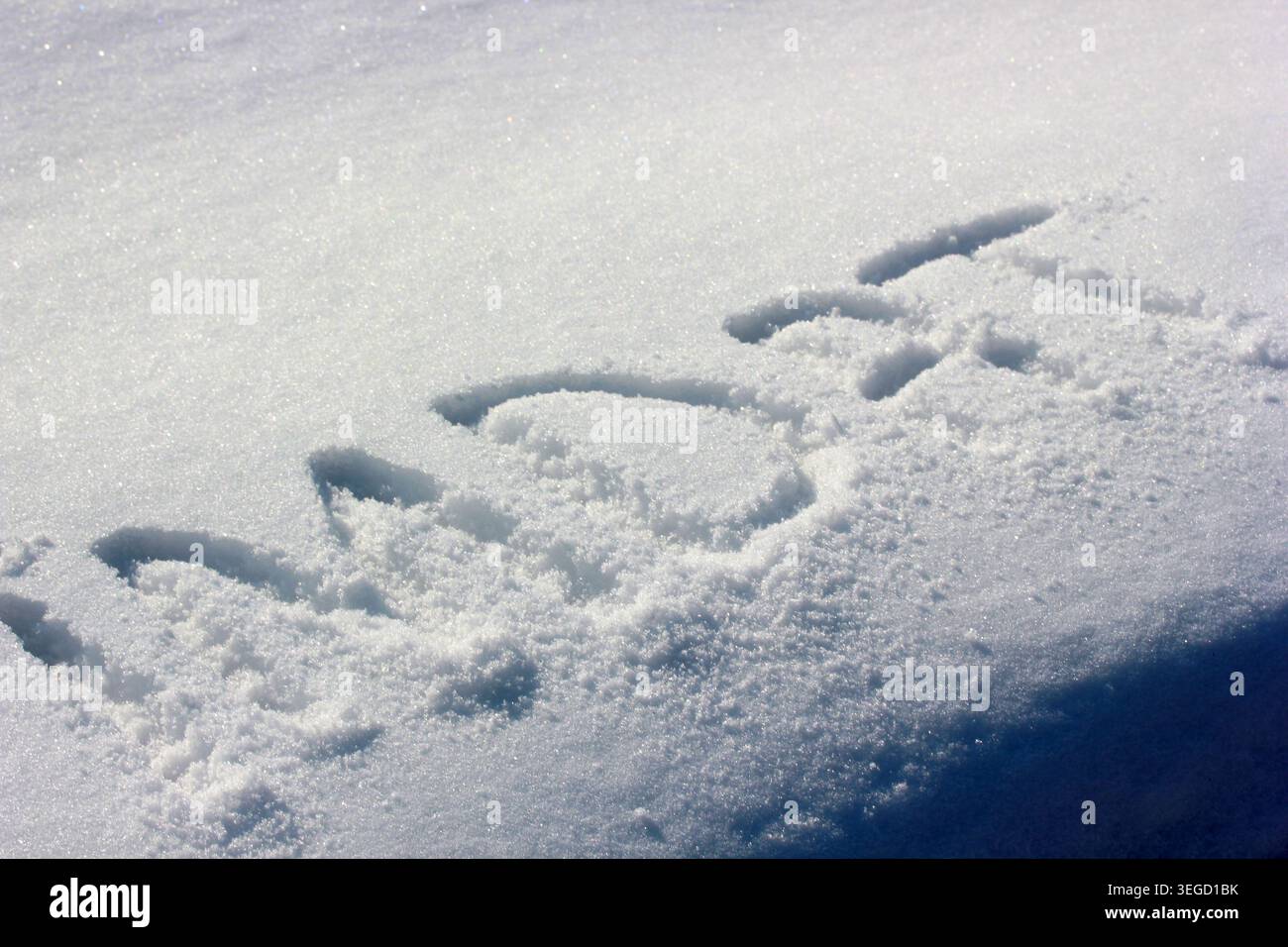 Un appel de détresse écrit en turc dans la neige. Banque D'Images