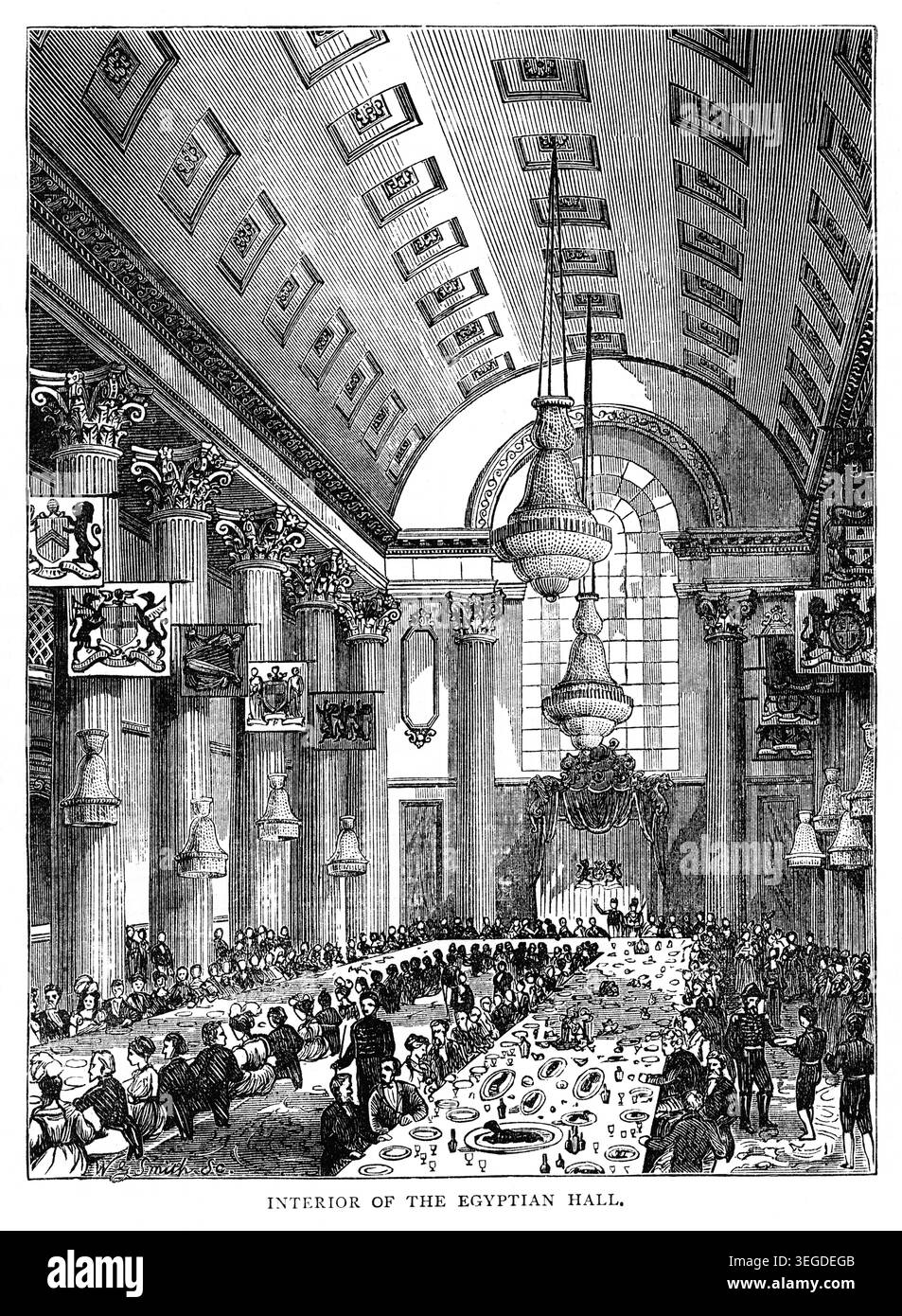 Intérieur de la salle égyptienne, Mansion House, Londres Banque D'Images