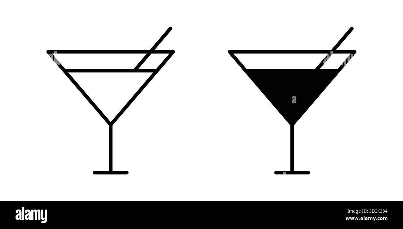 Logo cocktail Icon. Esquissez les icônes de style avec des versions plates Illustration de Vecteur