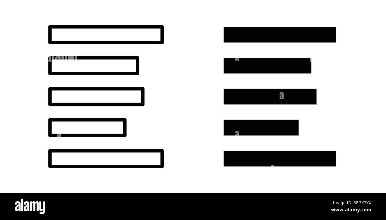 Logo de l'icône aligner à gauche. Esquissez les icônes de style avec des versions plates Illustration de Vecteur