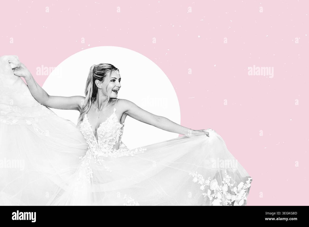 Illustration de conception plate. Belle, joyeuse danse de carbure de mariage le jour du mariage. Banque D'Images