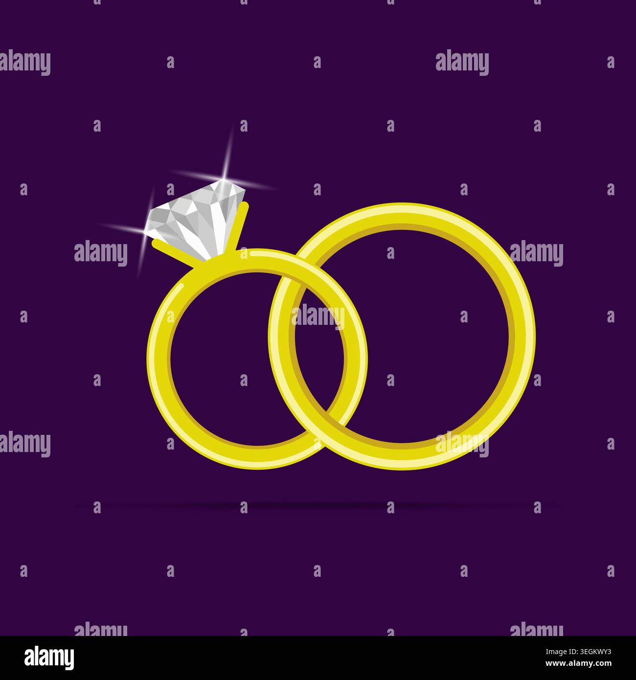 Anneaux de mariage en or. Bague en diamant pour la mariée. Conception vectorielle. Illustration de Vecteur