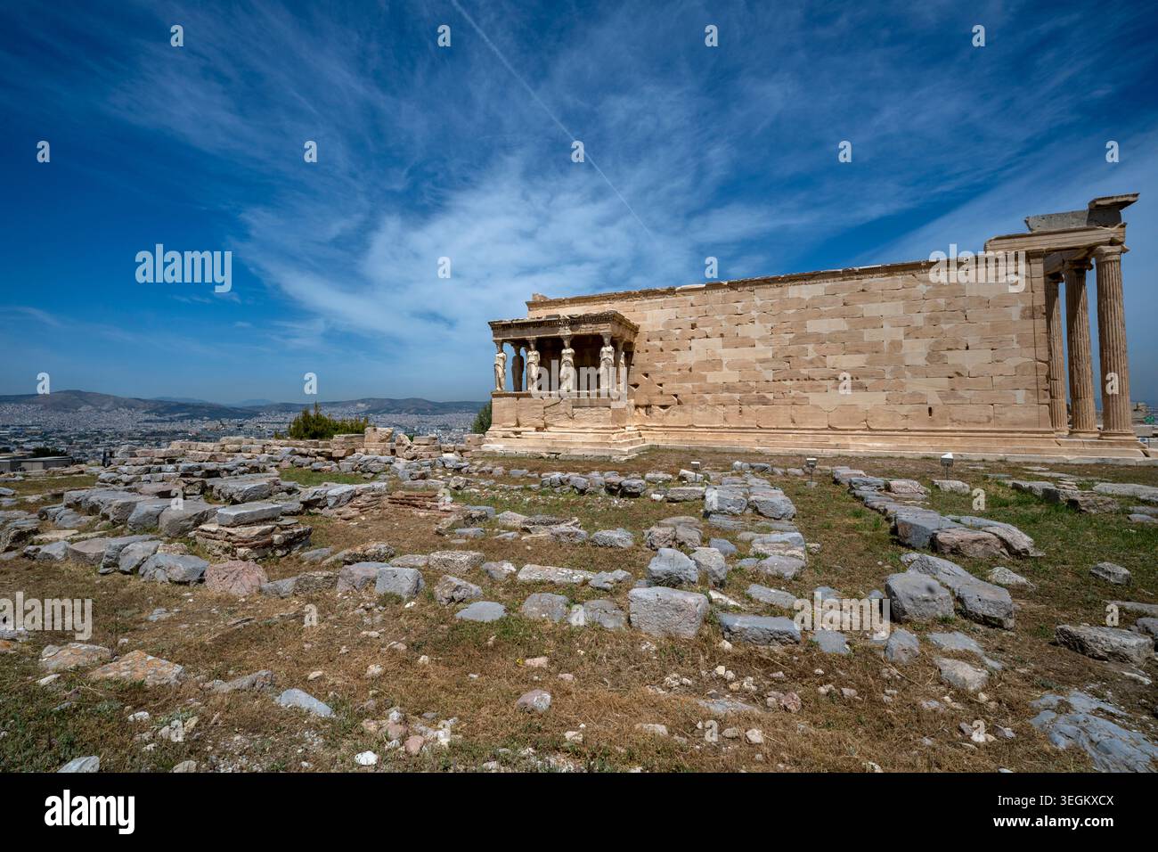 L'ancien temple d'Erechtheion sur le côté nord de l'Acropole Banque D'Images