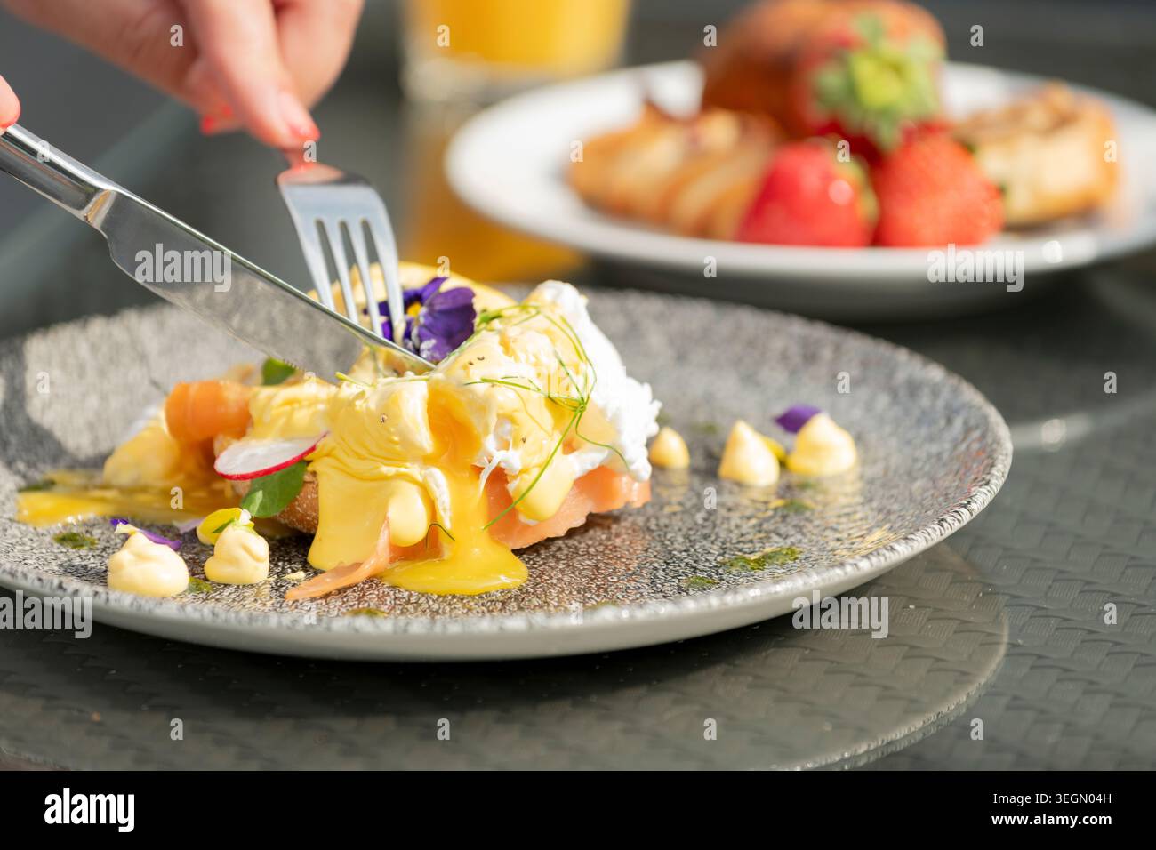 Délicieux brunch avec ingrédients frais et belle présentation Banque D'Images