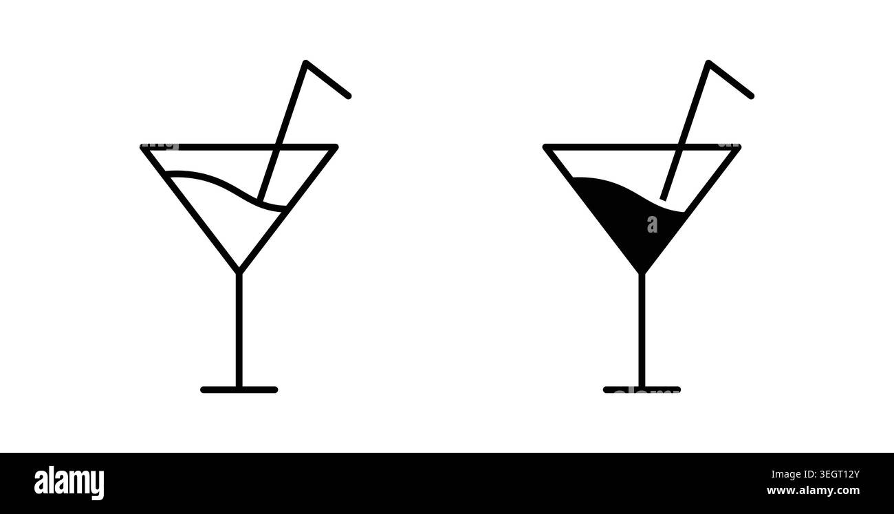 Symbole de l'icône cocktail. Pack d'illustration vectorielle en couleur noire. Illustration de Vecteur