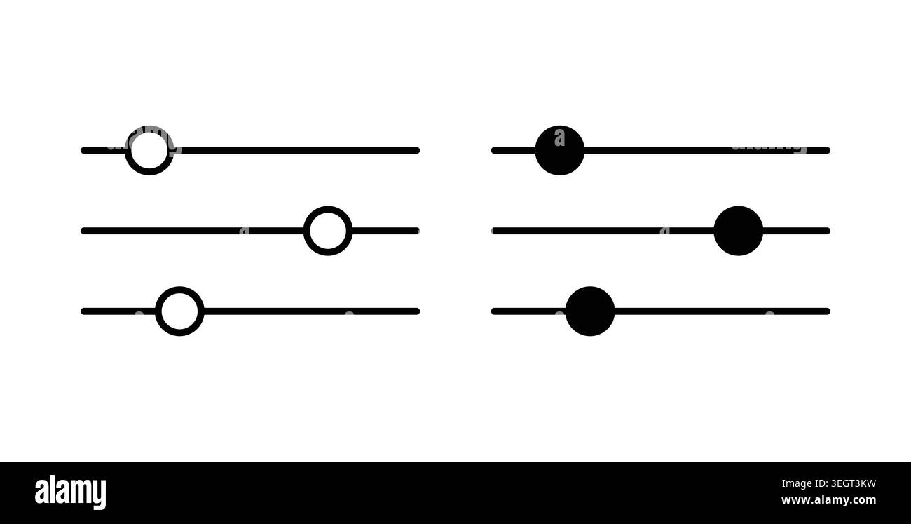 Symbole de l'icône des curseurs des paramètres. Pack d'illustration vectorielle en couleur noire. Illustration de Vecteur