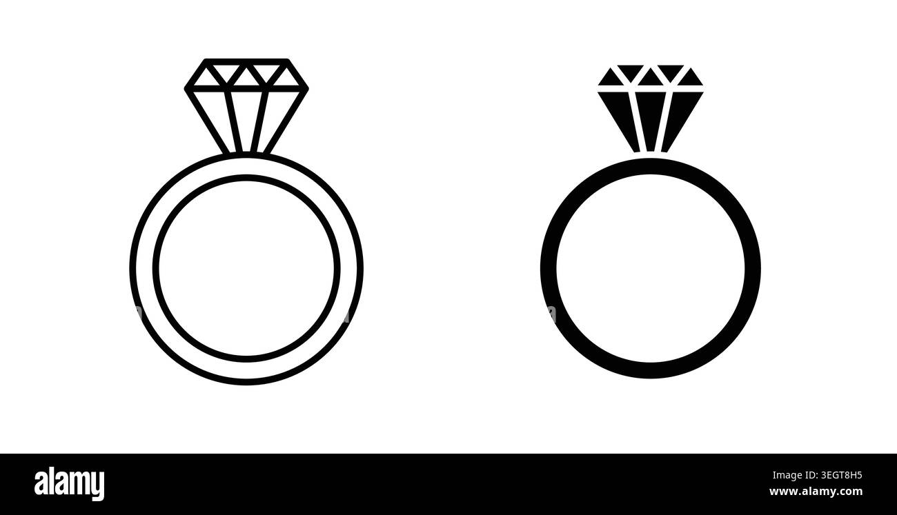 Illustrations d'art vectoriel d'icône de bague en diamant Illustration de Vecteur