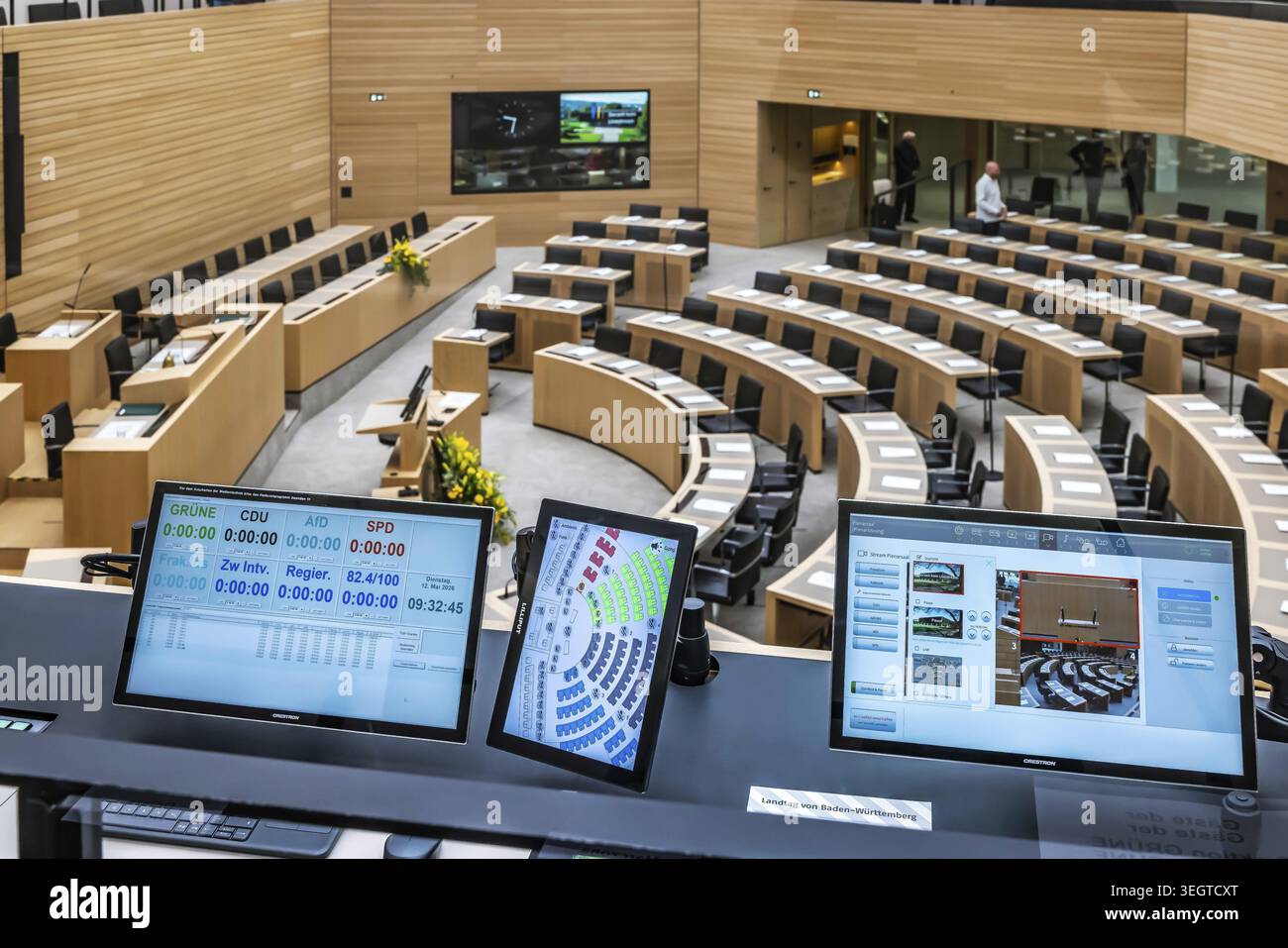 Salle de réunion vide devant le début de la session plénière. Session constitutive du 18e parlement de Bade-Wuertemberg. Étrange : le Banque D'Images