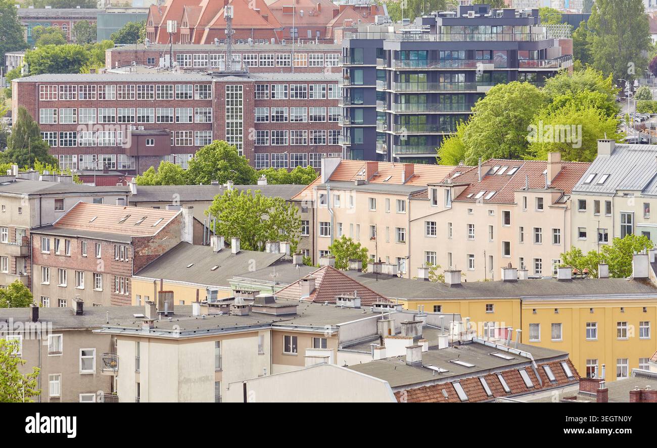 Architecture diversifiée de la ville de Szczecin, Pologne. Banque D'Images