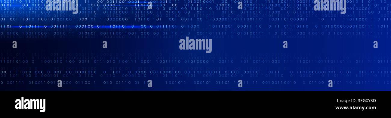 AI Data Stream Binary Code bleu large fond. Flux de données cyber sécurisé, vitesse Web Transfer Visualization Backdrop. Transformation numérique étendue Illustration de Vecteur