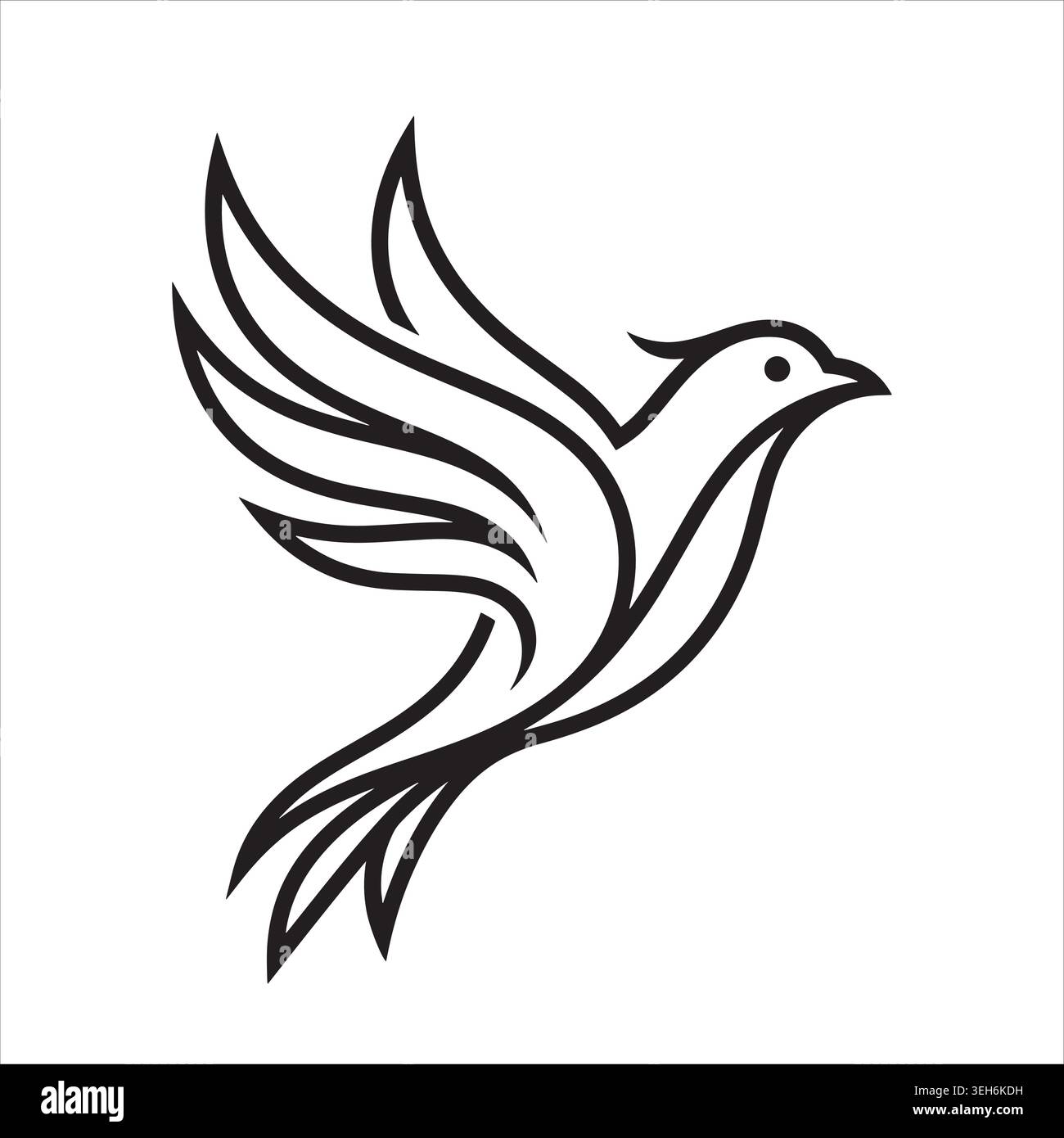Flying Dove Bird Line Art symbole de la paix liberté et espoir coloriage Illustration de Vecteur