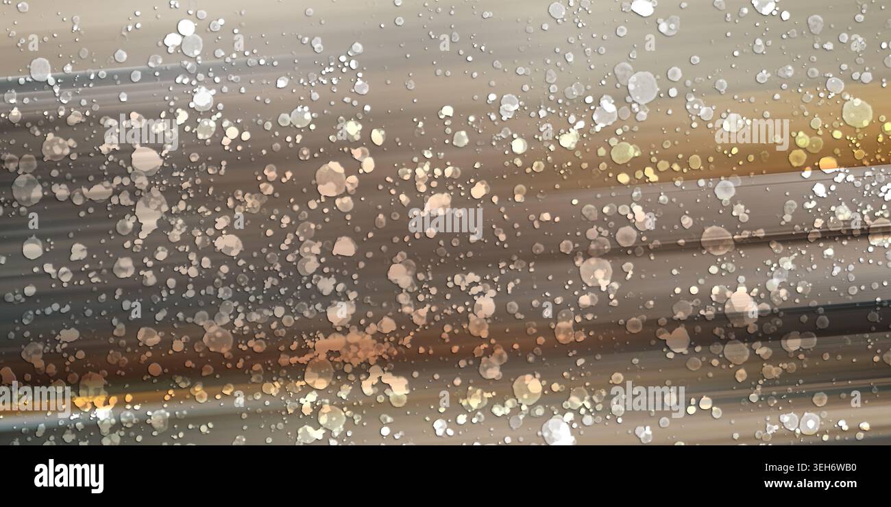 Un fond d'art numérique abstrait avec un mélange dynamique de stries de flou de mouvement horizontal dans des tons terreux recouverts de strates de peinture blanche dispersée Banque D'Images