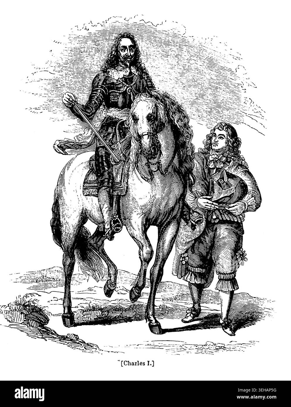 Charles Ier, 1600 – 1649, fut roi d'Angleterre, d'Écosse et d'Irlande du 27 mars 1625 jusqu'à son exécution en 1649, illustration vintage de 1842 Banque D'Images