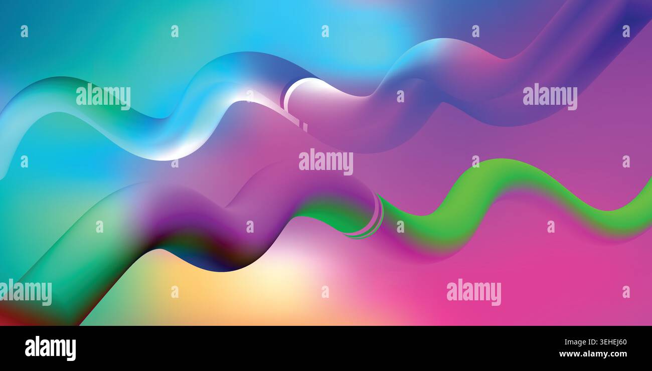 Lignes ondulées vibrantes dans un dégradé de couleurs sur un fond multicolore Illustration de Vecteur