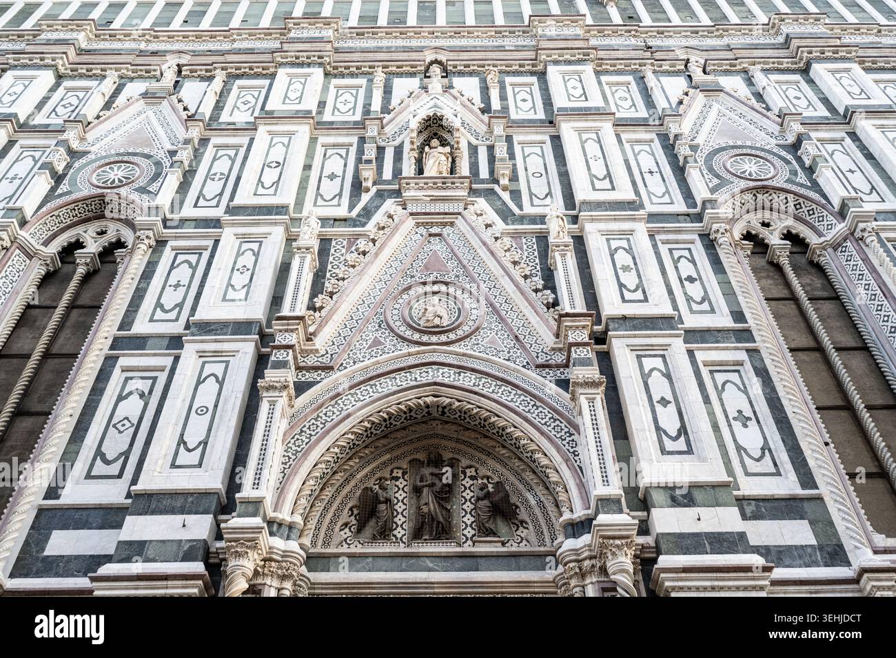 Façade de la cathédrale de Florence en marbre blanc vert et rose Banque D'Images